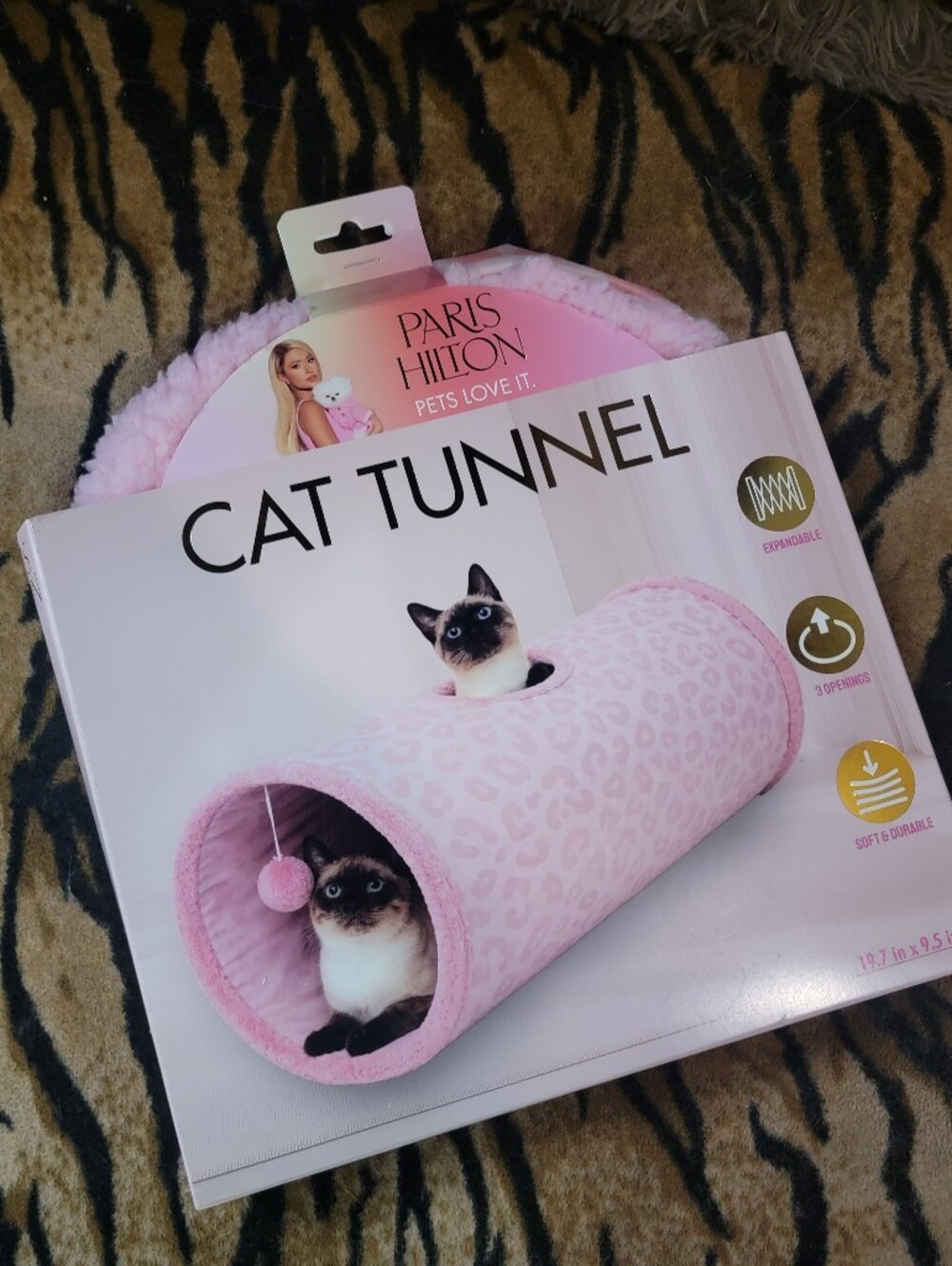 Cat Tunnel Pink Toy with Dangling Pom Ea. New!